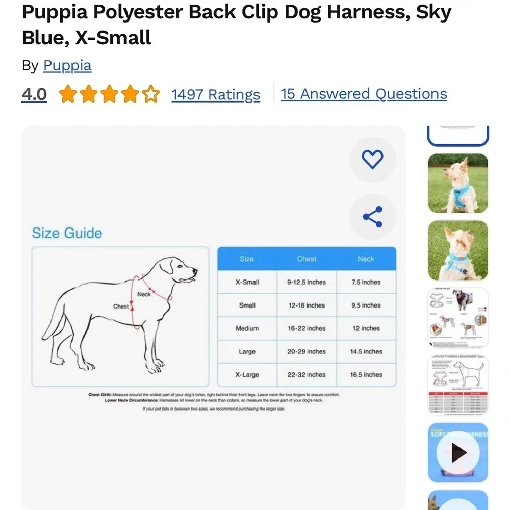 Puppia harness size